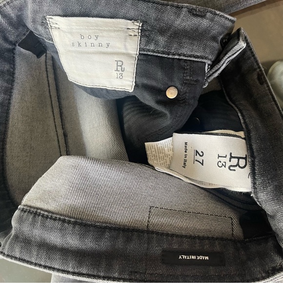 R13 Boy Skinny Grey Denim Jeans - Picture 5 of 8
